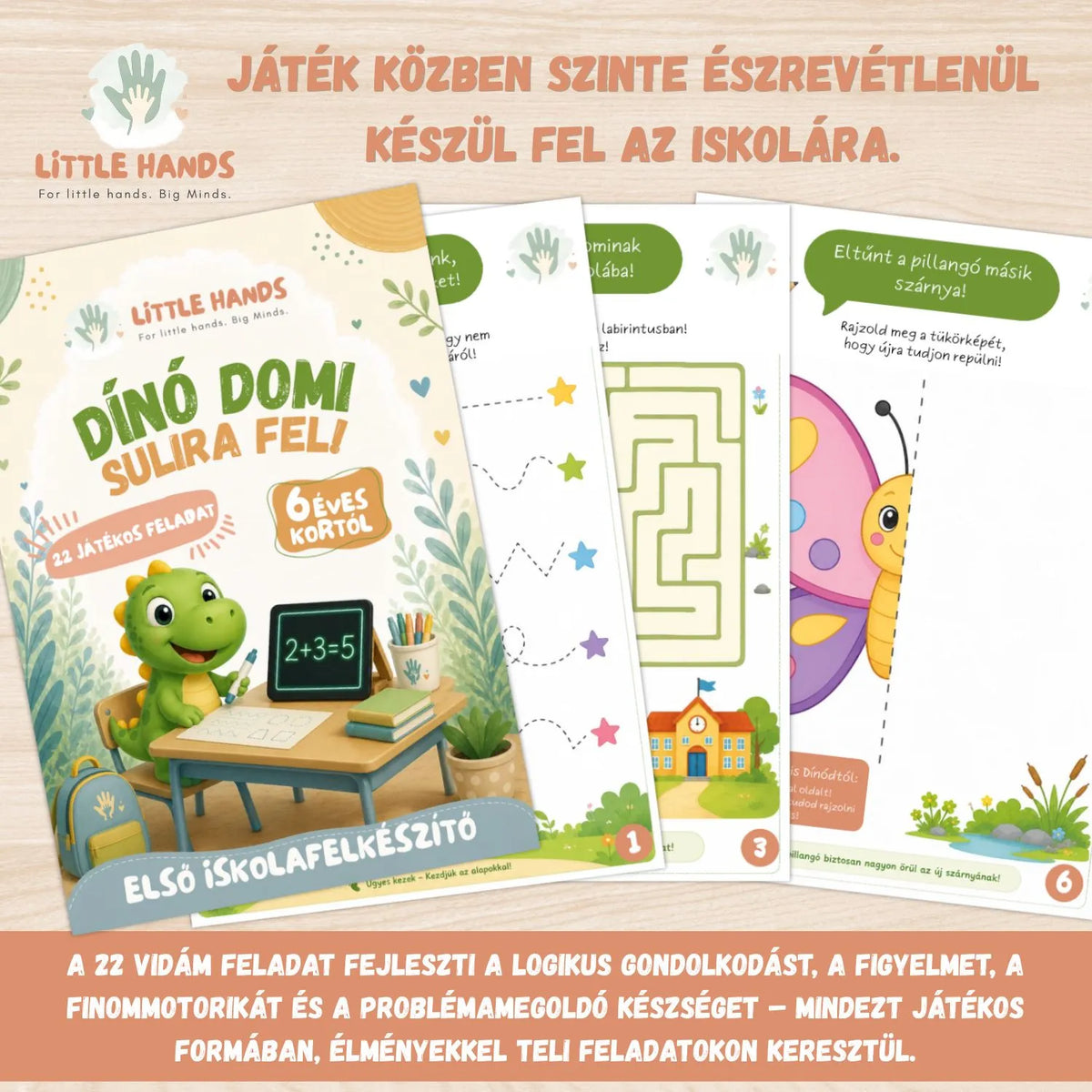 Dínó Domi – Sulira fel! - 22 iskolafelkészítő feladat a LittleHands™ GlowBoard-hoz
